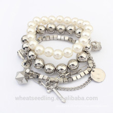 2015 moda multi-camada pérola bead pulseira para mulheres